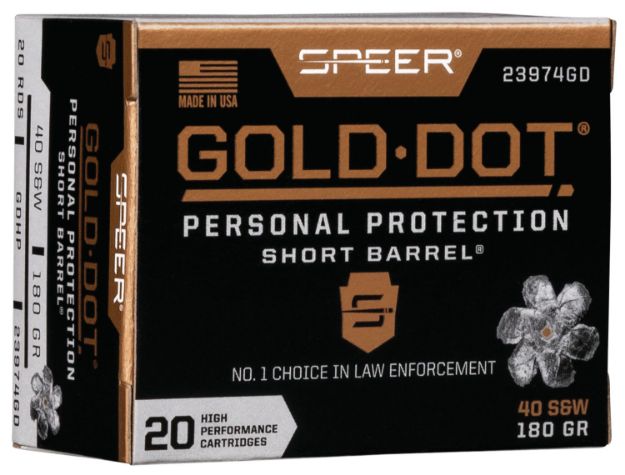 Picture of Speer 23974GD Gold Dot Personal Protection Short Barrel 40S&W 180gr Hollow Point 20 Per Box/10 Case