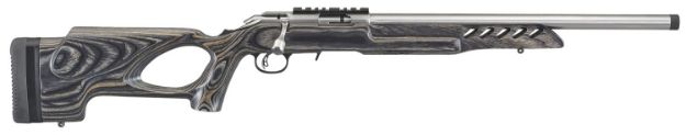 Picture of Ruger 8366 American Rimfire Target Full Size 22 LR 10+1 18" Satin Stainless Threaded Bull Barrel, Satin Stainless Scope Rail Receiver, Black Wood Thumbhole Stock, Right Hand