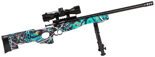 Picture of Crickett KSA2149 Precision Package 22 LR Caliber with 1rd Capacity, 16.12" Barrel, Blued Metal Finish & Fixed Thumbhole Muddy Girl Serenity Synthetic Stock Right Hand (Youth) Includes Scope & Bipod