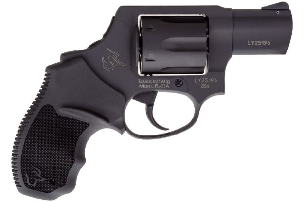 Picture of Taurus 2856021CH 856  38 Special +P Caliber with 2" Barrel, 6rd Capacity Cylinder, Overall Matte Black Metal Finish, Concealed Hammer Frame & Finger Grooved Black Rubber Grip