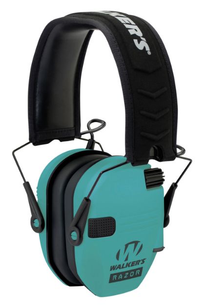 Picture of Walker's GWPRSEMLTL Razor Slim Electronic Muff 23 dB Over the Head Black/Teal Polymer