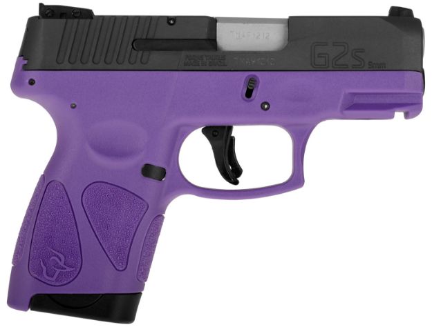 Picture of Taurus 1G2S931DP G2S  Compact Frame 9mm Luger 7+1 3.26" Matte Stainless Steel Barrel, Matte Black Serrated Alloy Steel Slide, Dark Purple Polymer Frame w/Picatinny Rail & Polymer Grip, Right Hand