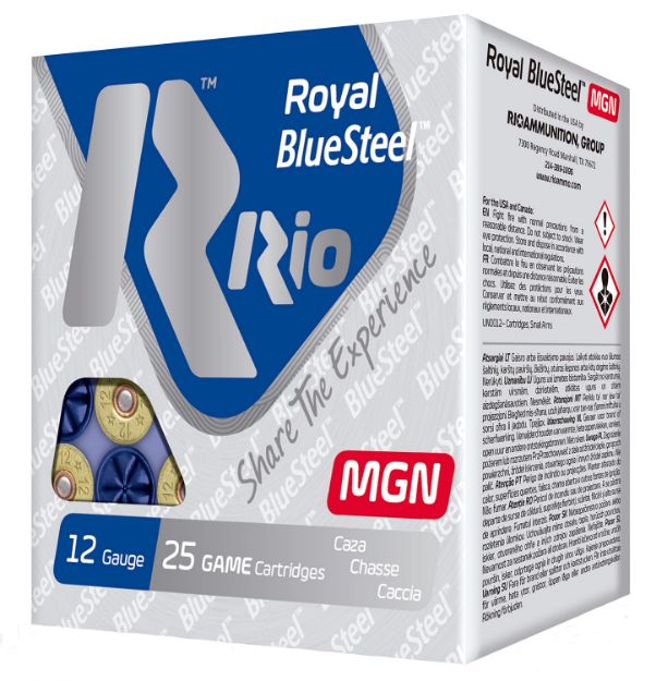 Picture of Rio Ammunition RBSM364 Royal BlueSteel Magnum 12Gauge 3" 1 1/4oz 4Shot 25 Per Box/10 Case