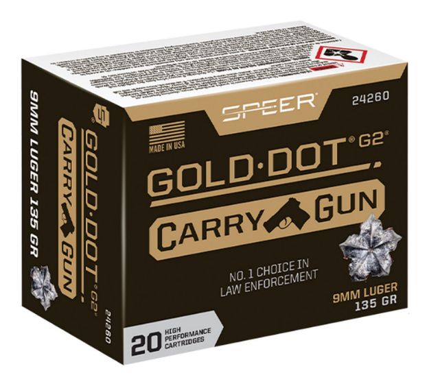 Picture of Speer 24260 Gold Dot Carry Gun 9mmLuger 135gr Hollow Point 20 Per Box/10 Case