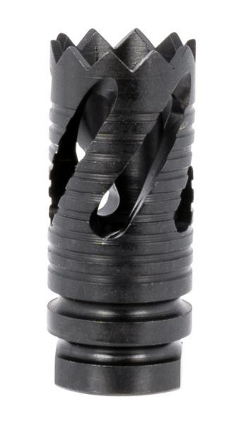 Picture of TacFire MZ10219MM Thread Crown Muzzle Brake Black Oxide Steel with 1/2"-36 tpi Threads, 2.05" OAL & 0.87" Diameter for 9mm Luger AR-Platform