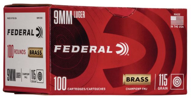 Picture of Federal WM51991 Champion Training 9mmLuger 115gr Full Metal Jacket 100 Per Box/5 Case