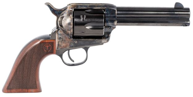 Picture of Taylors & Company 550180 Smoke Wagon  357 Mag Caliber with 4.75" Blued Finish Barrel, 6rd Capacity Blued Finish Cylinder, Color Case Hardened Finish Steel Frame & Checkered Walnut Grip