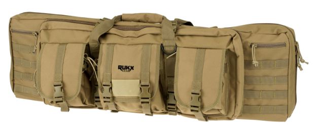 Picture of Rukx Gear ATICT36DGT Tactical Double Gun 36" Water Resistant Tan 600D Polyester w/ Non-Rust Zippers Holds up to 2 Rifles