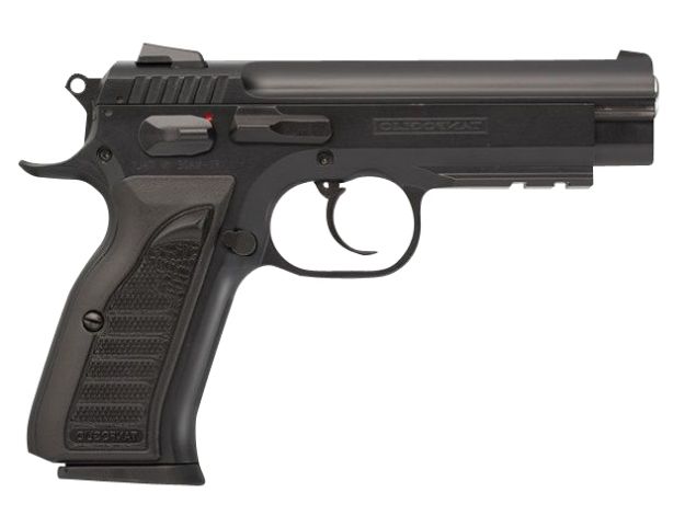 Picture of Tanfoglio IFG TF-COMBAT-9 Combat  9mm Luger Caliber with 4.40" Barrel, 16+1 Capacity, Overall Black Finish Steel, Picatinny Rail/Beavertail Frame, Serrated Slide & Polymer Grip