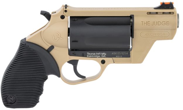 Picture of Taurus 2-441021FDE Judge Public Defender 45 Colt (LC)/410 Gauge 5rd 2.50" Flat Dark Earth Barrel & Frame Matte Black Cylinder Black Ribber Grip