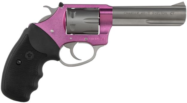 Picture of Charter Arms 52232 Pathfinder Lite 22 LR 8 Shot, 4.20" Matte Stainless Steel Barrel & Cylinder, Pink Aluminum Frame w/Black Finger Grooved Rubber Grip, Exposed Hammer