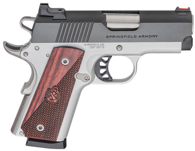 Picture of Springfield Armory PX9123L 1911 Ronin EMP 9mm Luger 9+1 3" Stainless Match Grade Bull Steel Barrel, Blued Serrated Carbon Steel Slide, Satin Cerakote Aluminum Frame w/Beavertail, Textured Wood Grip