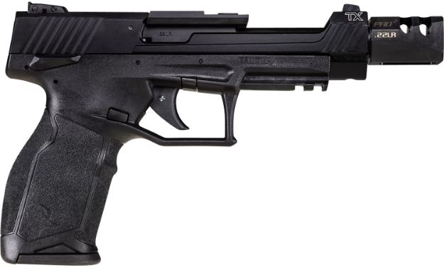 Picture of Taurus 1-TX22C151T10 TX22 Competition 5.40" 10+1 (3) Black Polymer Frame Black Anodized Ported Aluminum Slide with Optics Mount Aggressive Textured Black Polymer Grip Includes Compensator