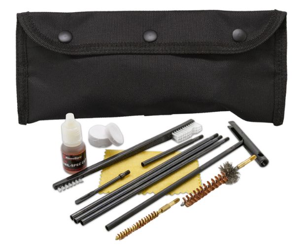 Picture of KleenBore POU302B Modular Cleaning Kit Multi-Caliber Handgun/Rifle Bronze/Nylon Bristles Black Nylon Case