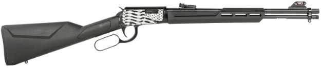 Picture of Rossi RL22181SYEN11 Rio Bravo  Lever Action 22 LR 15+1 18" Round Barrel, Black, Polished US Flag Engraved Rec, Synthetic Stock, Fiber Optic Sights