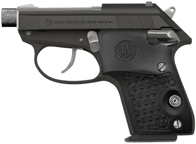 Picture of Beretta USA SPEC0696A 3032 Tomcat Silver Black Gorilla Micro-Compact 32 ACP 7+1, 2.90" Silver Steel Threaded Tip-Up Barrel, Matte Black Serrated Steel Slide, Black Aluminum Frame