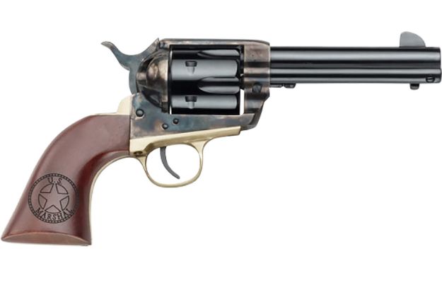 Picture of Pietta HF45USM434/COMB 1873 Great Western II U.S. Marshal 45 Colt (Long Colt) 6rd 4.75" Blued Steel Barrel & Cylinder Blued Steel Frame. Walnut Engraved Grip, Exposed Hammer