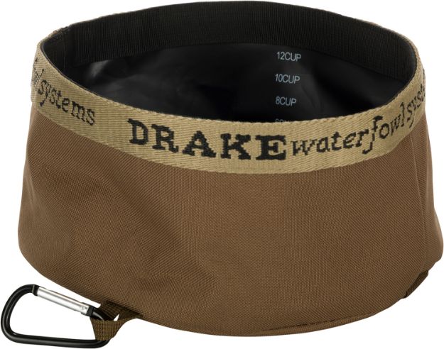 Picture of Drake Waterfowl GD8100BRN Travel Food & Water Bowl Gun Dog Brown 600D Polyester