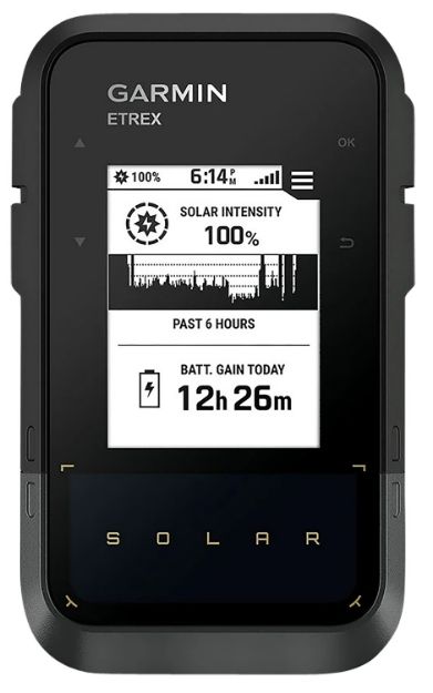 Picture of Garmin 0100278200 eTrex Solar GPS/Smart Features, 28MB Memory Black 2.20" Transflective/Monochrome Display, Compatible w/Garmin Explore App