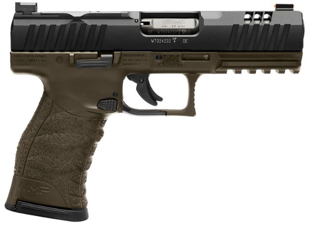 Picture of Walther Arms 5220307 WMP Military Full Size Frame 22 WMR 15+1 4.50" Black Steel Barrel, OD Green Optic Ready/Serrated Slide, OD Green Polymer Frame w/Picatinny Rail, Textured Polymer Grip