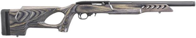 Picture of Ruger 21186 10/22 Target 22 LR 10+1 16.13" Threaded Satin Blued Alloy Steel Barrel With Aluminum Alloy Sleeve, Black Laminate Thumbhole Stock, Cross-Bolt Manual Safety