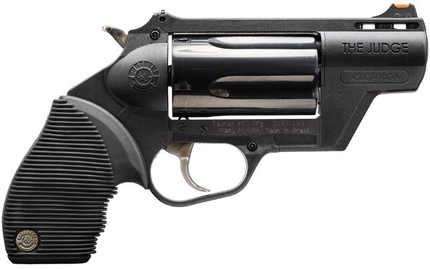 Picture of Taurus 2441021PFS Judge Public Defender 45 Colt (LC) Caliber or 2.50" 410 Gauge 5 Shot 2" Black Finish Barrel, Matte Black Oxide Finish Cylinder, Black Finish Polymer Frame & Black Rubber Grip