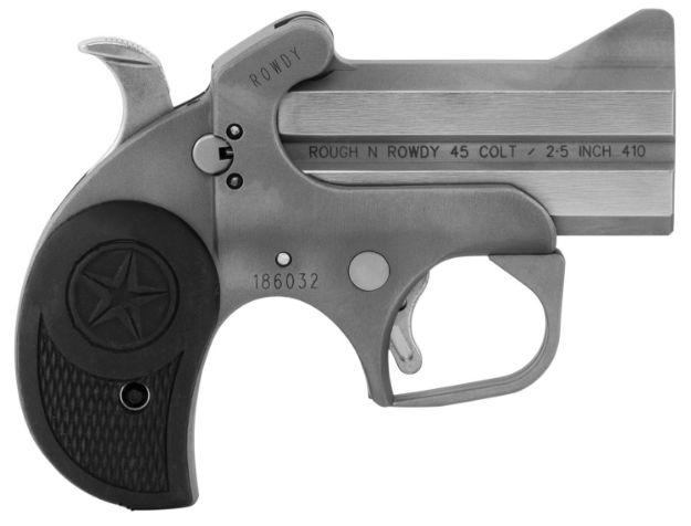 Picture of Bond Arms BARW Rowdy  410/45 Colt (LC) Derringer 3" 2 Black Rubber Grip Polished Stainless Steel Frame