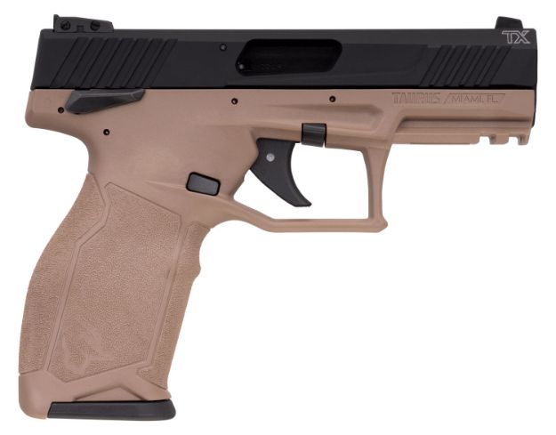 Picture of Taurus 1TX22141F TX22  22 LR 16+1 4.10" Matte Black Steel/Threaded Barrel, Black Hard Coat Anodized Serrated Slide, Flat Dark Earth Polymer Frame w/Picatinny Rail, FDE Polymer Grips