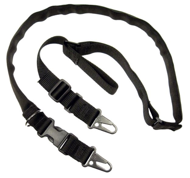 Picture of Tacshield T6030BK Warrior 2-in-1 Sling made of Black Webbing with HK Snap Hook & Padded Fast Adjust Design for Rifle/Shotgun