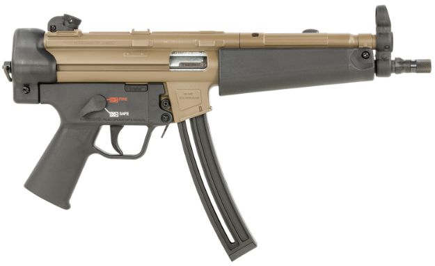 Picture of HK 81000629 MP5  Sports South Exclusive 22 LR 25+1 8.50" Barrel, Exclusive Flat Dark Earth Finish, No Stock (Sling Mount), Black Polymer Grip, Adjustable Rear Sight, Manual Safety