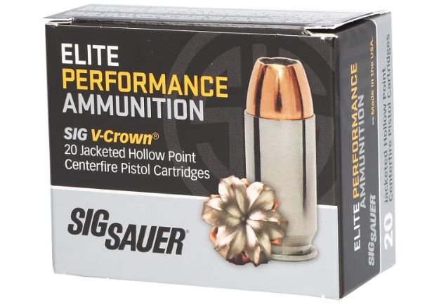 Picture of Sig Sauer E10MM20020 Elite Performance  10mmAuto 200gr V-Crown Jacketed Hollow Point 20 Per Box/10 Case