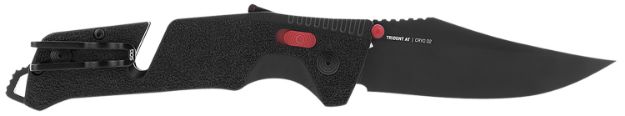 Picture of S.O.G SOG11120141 Trident AT 3.70" Folding Clip Point Plain Black TiNi Cryo D2 Steel Blade/Black w/Red Accents GRN Handle Features Line Cutter/Glass Breaker