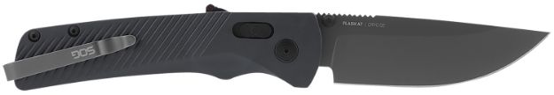 Picture of S.O.G SOG11180541 Flash AT 3.45" Folding Plain TiNi Cryo D2 Steel Blade/Urban Grey GRN Handle Includes Pocket Clip