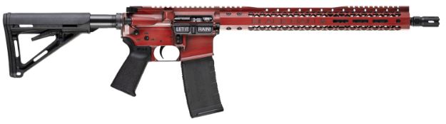 Picture of Black Rain Ordnance BROWTPRB Spec 15+ We The People 5.56x45mm NATO 30+1 16", Red Battleworn with Deep Engraving, 15" Slim M-LOK, Magpul Grip/Carbine Stock, Castle Flash Hider