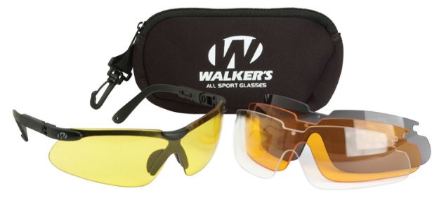 Picture of Walker's GWPASG4L2 Sport Glasses Combo Adult Clear/Smoke Gray/Amber/Yellow Lens Polycarbonate Black Frame