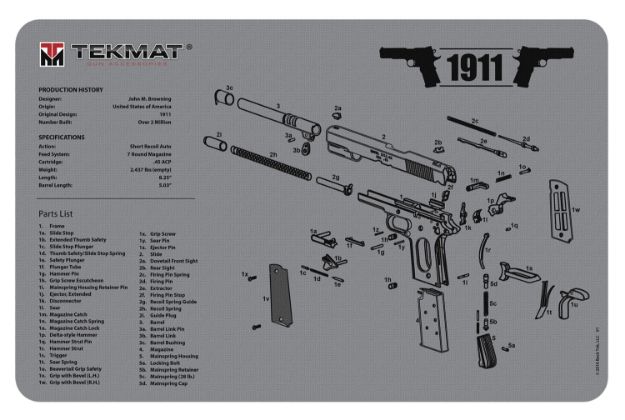 Picture of TekMat TEKR171911GY 1911 Cleaning Mat 1911 Parts Diagram 11" x 17"