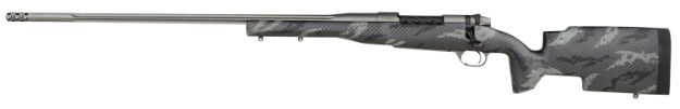 Picture of Weatherby MAP01N257WL8B Mark V Accumark Pro 257 Wthby Mag 3+1 26" Barrel, Tungsten Gray Cerakote Finish, Black with Gray Sponge Pattern Accents Carbon Fiber Stock Left Hand