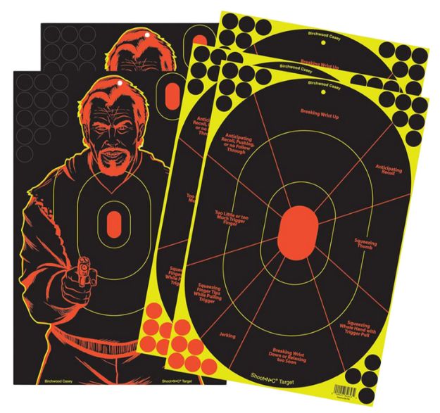 Picture of Birchwood Casey 34630 Shoot-N-C Reactive Target Combo Pack Self-Adhesive Paper Multi Color 12"x18" Oval Silhouette/Bad Guy 5 Pack