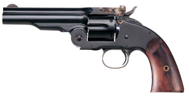 Picture of Taylors & Company 550664 Second Model Schofield 45 Colt (LC) Caliber with 5" Barrel, 6rd Capacity Cylinder, Overall Blued Finish Steel & Walnut Grip