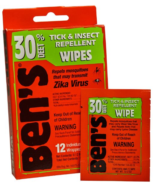 Picture of Ben's 00067085 30  Odorless Scent Wipes Repels Ticks & Biting Insects 12