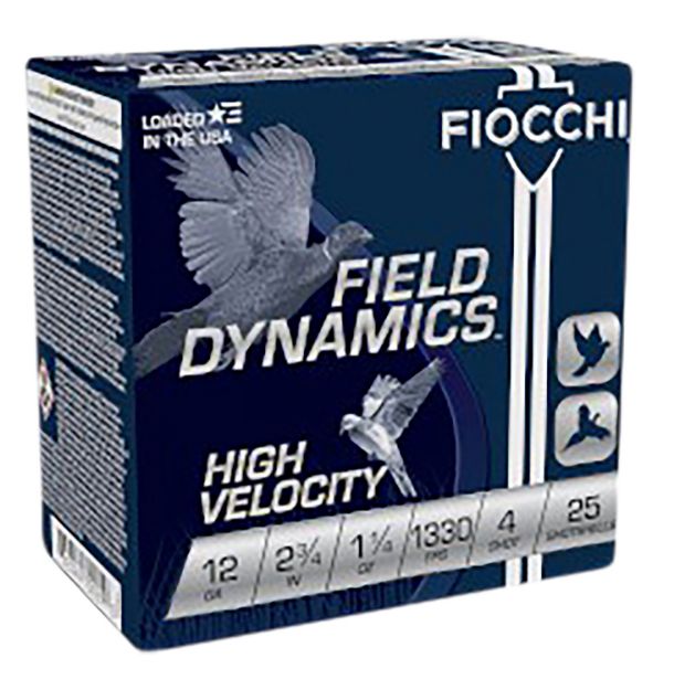 Picture of Fiocchi 12HV4 Field Dynamics High Velocity 12Gauge 2.75" 1 1/4oz 4Shot 25 Per Box/10 Case