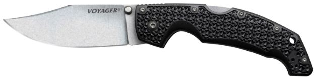 Picture of Cold Steel CS29AC Voyager  Large 4" Folding Clip Point Plain AUS-10A SS Blade Black Griv-Ex w/Aluminum Liners Handle Includes Pocket Clip