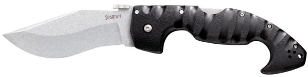 Picture of Cold Steel CS21ST Spartan  4.50" Folding Plain Stone Washed Japanese AUS-10A SS Blade/Black Griv-Ex w/Steel Liners Handle Includes Pocket Clip