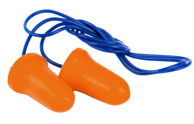 Picture of Walker's GWPCORDPLGBKT Corded Foam Ear Plugs 32 dB Orange with Blue Cord 50 Pair