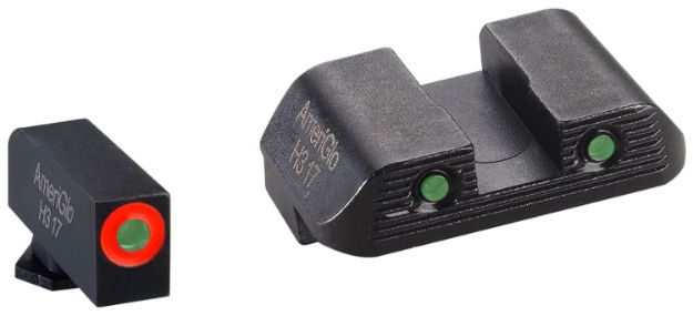 Picture of AmeriGlo GL823 Trooper Sight Set for Glock  Green Tritium Orange Outline Front Sight-Green Tritium Black Outline Rear Sight