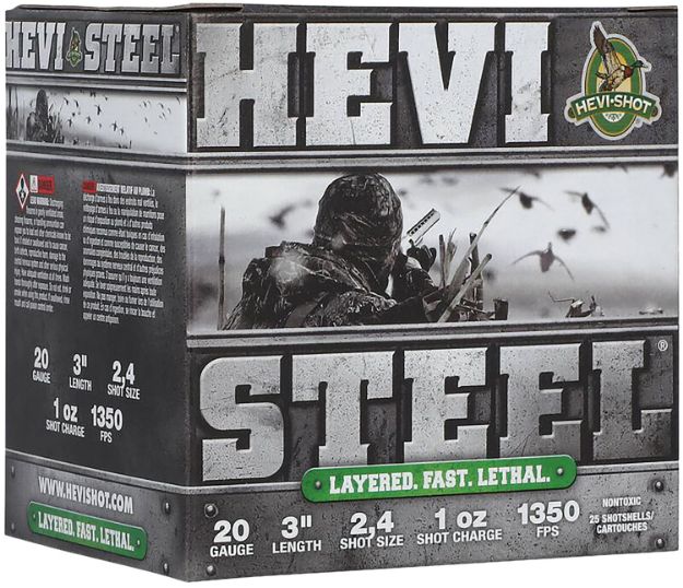 Picture of HEVI-Shot HS62024 HEVI-Steel Waterfowl 20Gauge 3" 1oz 2/4Shot 25 Per Box/10 Case