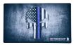 Picture of TekMat TEK42BLUELINE Blue Line Punisher Door Mat Multi Color Rubber 42" Long Blue Line Punisher Skull