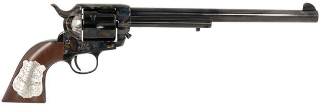 Picture of Cimarron PP558 Buntline  45 LC (Long Colt) 6rd 10" Blued Frame, Barrel & Cylinder, Walnut w/Inlaid Silver Medallion Grip