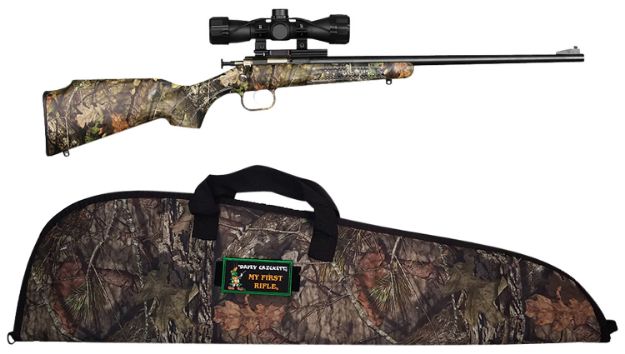 Picture of Crickett KSA2163BSC Youth Package 22 LR 1rd 16.12" Blued Barrel/Receiver, Mossy Oak Break-Up Synthetic Stock, Rebounding Firing Pin Safety Includes 4x32mm Scope, Scope Mount & Soft Case