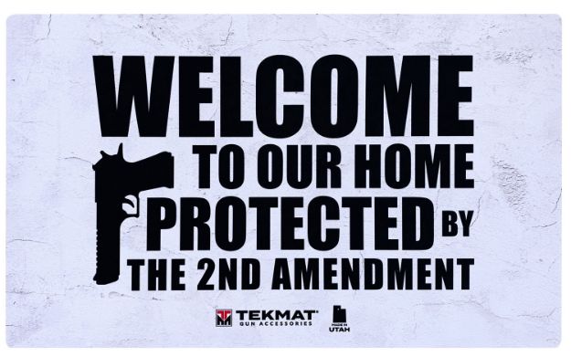 Picture of TekMat TEK422AMENDMENT 2nd Amendment Door Mat White/Black Rubber 42" Long "Welcome To Our Home Protected By The 2nd Amendment"